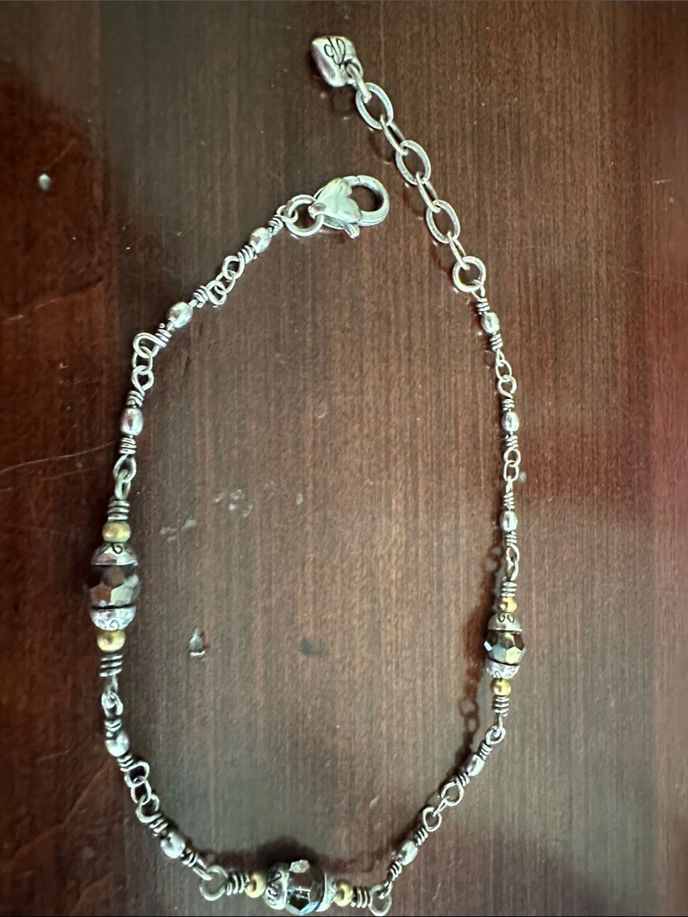 Brighton Two-Tone Silver and Gold Faceted Bead Bracelet